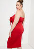 Bow Embellished Strapless Dress, Red image number 1