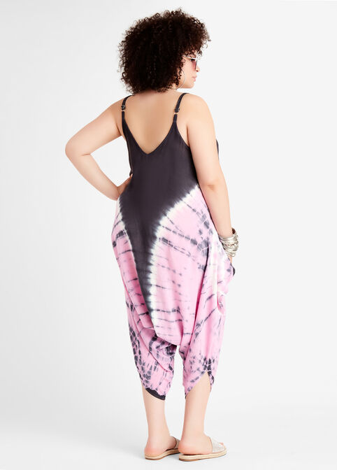 Tie-Dye Cover Up Jumpsuit, Pink image number 1
