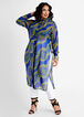 Scarf Print Sheer Button Up Duster, Victoria Blue image number 2