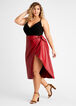Faux Leather Grommet Wrap Skirt, Red image number 2