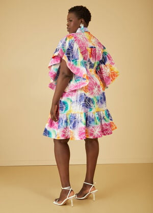 Printed Ruffle Sleeved Dress, Multi image number 1