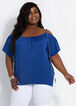 Plus Size Cold Shoulder Chain Link Asymmetric Flare Sleeve Summer Top image number 0
