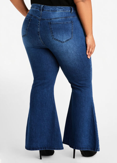 Pearl High Waist Flare Jean, Dk Rinse image number 1