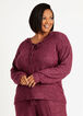 Cozy Lounge Tie Front Knit Hoodie, Burgundy image number 0