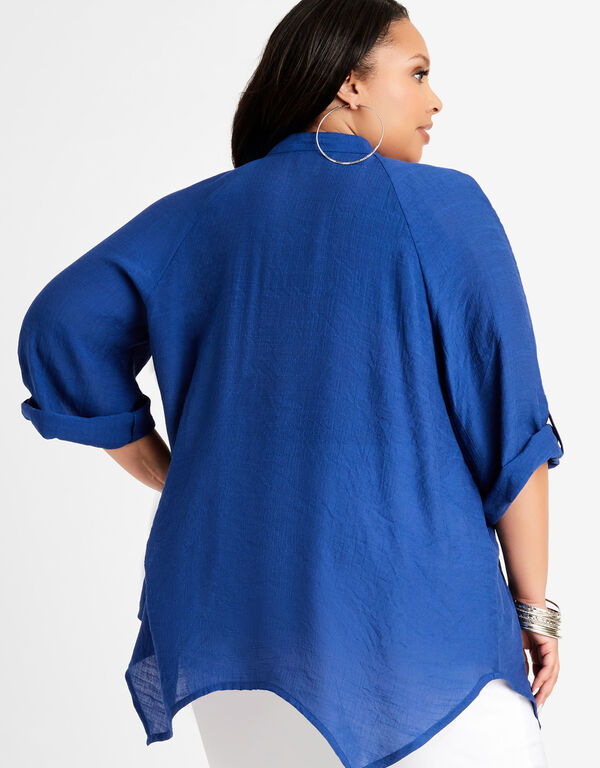 Button Front Sharkbite Tunic, Sodalite image number 1