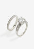 Silver Tone Crystal Ring Set, Silver image number 0