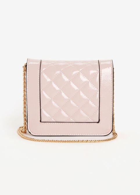Pink Quilted Faux Leather Mini Bag, Foxglove image number 1