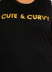 Sequin Cute & Curvy Graphic Tee, Black image number 1