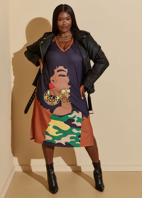 Afro Profile Sneaker Dress, Bombay Brown image number 3
