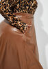 Belted Faux Leather Midi Skirt, Mocha image number 3
