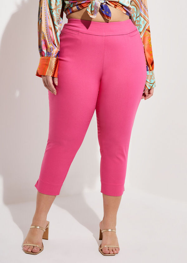 Pull On Stretch Power Twill Capris, Fandango Pink image number 0