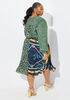 Printed Faux Wrap Midi Dress, Multi image number 1