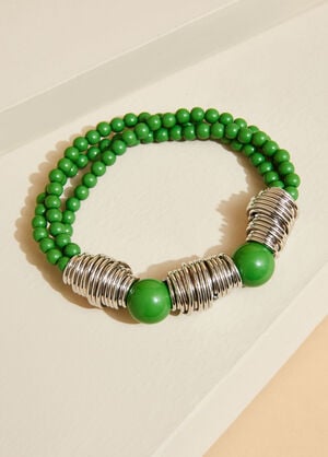 Bead And Wire Stretch Bracelets, Jelly Bean image number 0