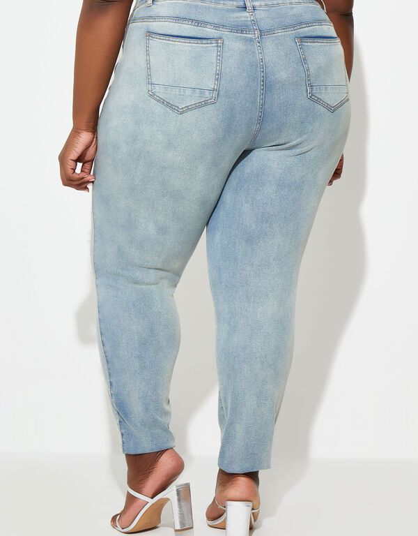Ribbed Distressed Skinny Jeans, Multi image number 1