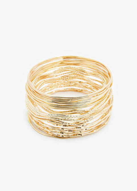 Gold Thin Bracelet Set, Gold image number 1