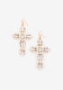 Pave & Pearls Cross Drop Earrings, Gold image number 1