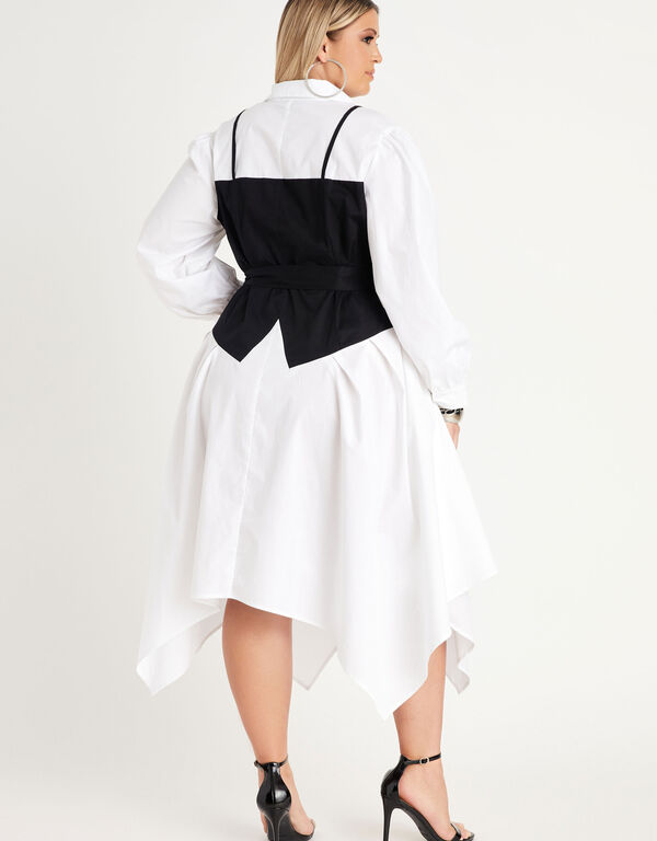 Bustier A Line Shirtdress, White Black image number 1