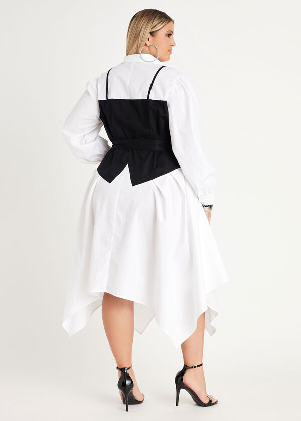 Bustier A Line Shirtdress, White Black image number 1