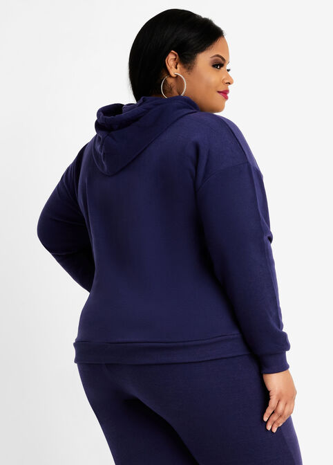 Sequin Love Active Hoodie, Royal Blue image number 1