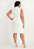 Belted Crocheted Sheath Dress, White image number 1