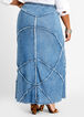 Maxi Patchwork Denim Skirt, Denim image number 1