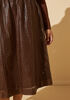 Perforated Faux Leather Midi Skirt, Brown image number 3