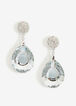 Silver Pave Crystal Teardrop Earrings, Silver image number 0