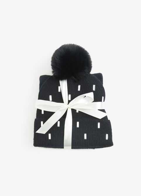 Crystal Hat & Scarf Gift Set, Black image number 0