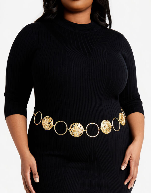 Gold Open Work Chain Belt, Gold image number 0