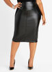Faux Leather & Ponte Pencil Skirt, Black image number 0