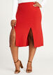 Plus Size High Waist Stretch Knit Double Front Slit Pencil Midi Skirt image number 0