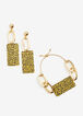 Printed Bracelet & Earrings Set, Gold image number 0