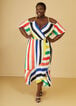Striped Faux Wrap Maxi Dress, Multi image number 2