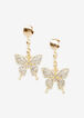 Pave Gold Butterfly Drop Earrings, Gold image number 0