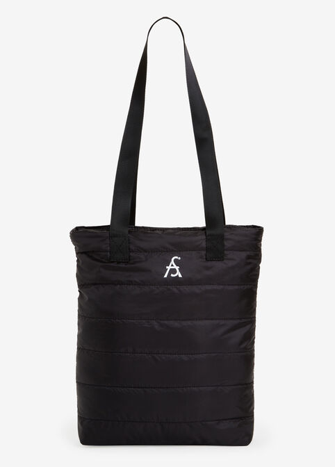 Logo Quilted Nylon Tote, Silver image number 0