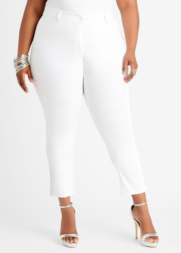 White Stretch Twill Ankle Pant, White image number 0