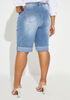 Cuffed Denim Bermuda Shorts, Medium Blue image number 1
