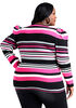 Puffed Sleeve Striped Sweater, Fuchsia Red image number 1