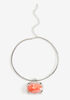 Silver Tone Stone Necklace, LIVING CORAL image number 0