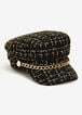 Metallic Boucle Tweed Cabbie Hat, Black image number 0