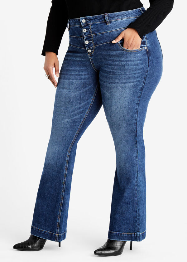 Ultra High Waist Curvy Flare Jean, Dk Rinse image number 0