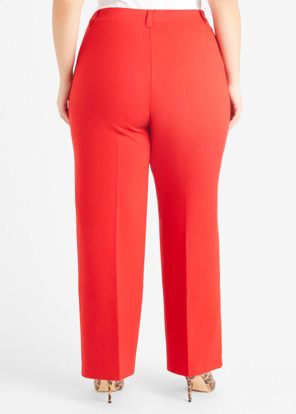 Power Ponte Straight Leg Trousers, Barbados Cherry image number 1