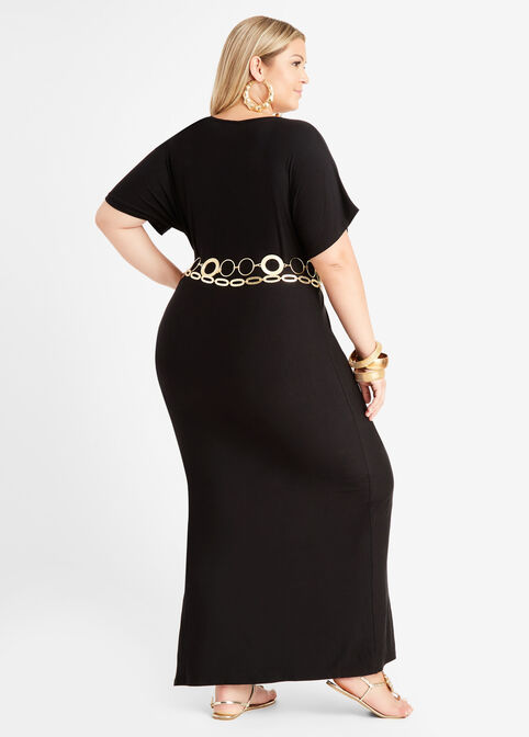 Tall Slit Maxi T Shirt Dress, Black image number 1