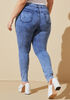 Distressed Acid Wash Skinny Jeans, Blue image number 1