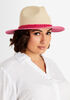 Pink Chain Trim Straw Panama Hat, Fandango Pink image number 0