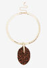 Gold Animal Print Pendant Necklace, Black Animal image number 0
