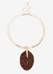 Gold Animal Print Pendant Necklace, Black Animal image number 0