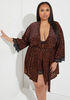 In Bloom Lace Trim Leopard Robe, Brown Animal image number 0