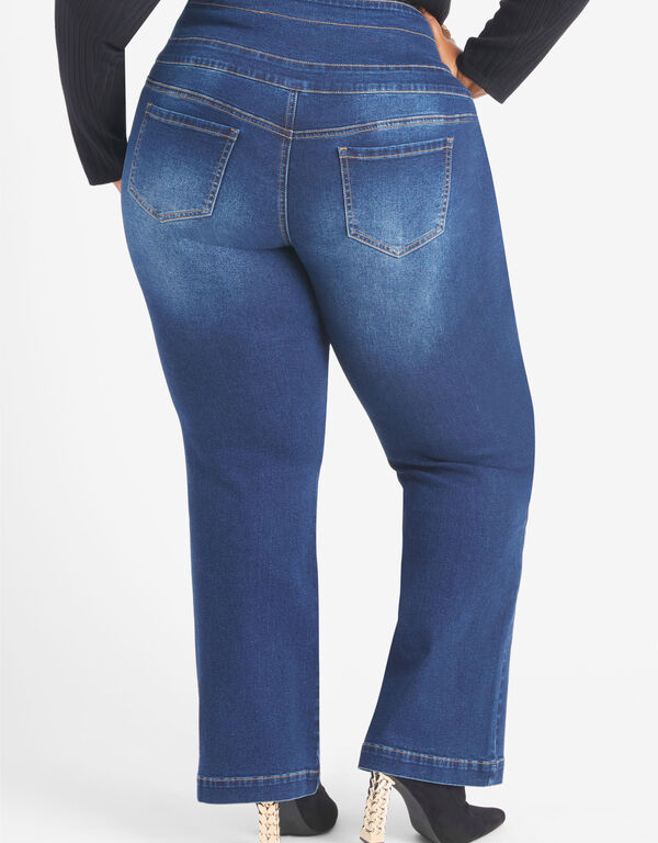 High Rise Straight Leg Jeans, Dk Rinse image number 1