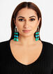 Statement Jewelry Silver Hammered U Multicolor Long Bead Drop Earrings image number 0